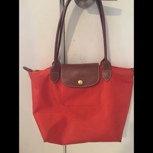 Longchamp orange red small tote